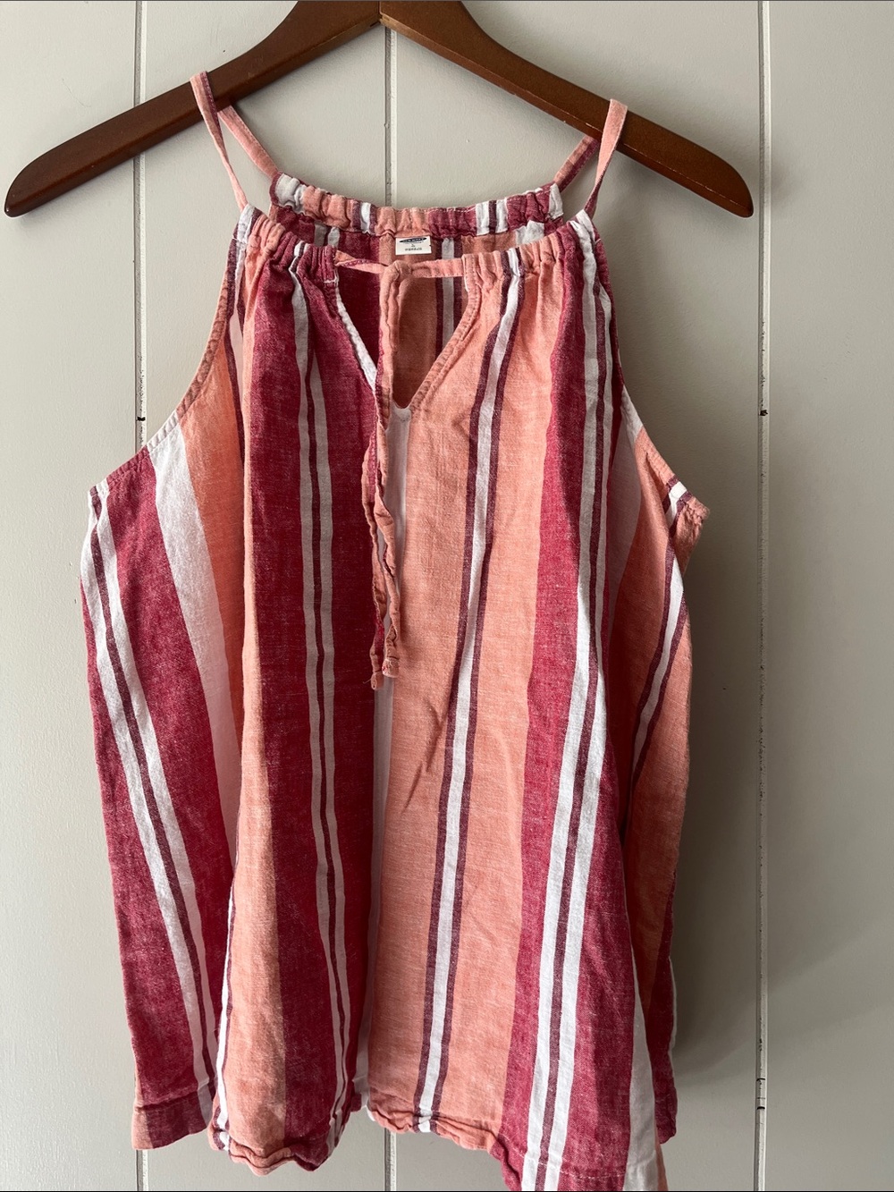 Striped Halter Tank Top - Pink & Red
